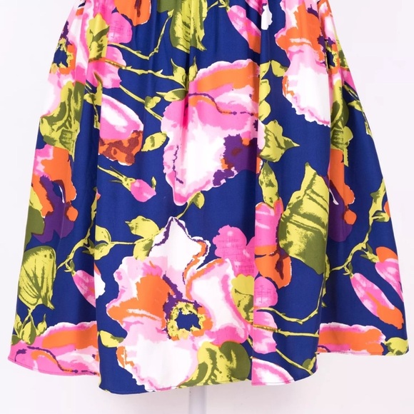 Parker Silk Floral Lace Up Open Back Fit & Flare Summer Dress - SZ Medium - Picture 6 of 7